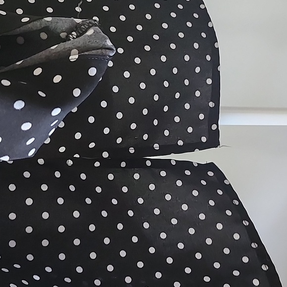 Notations Black and White Polka Dot Blouse with Straight Collar and Long Sleeves - Picture 10 of 13
